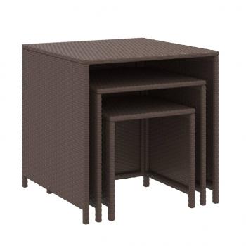 Satztische 3 Stk. Braun Poly Rattan