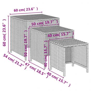 Satztische 3 Stk. Braun Poly Rattan