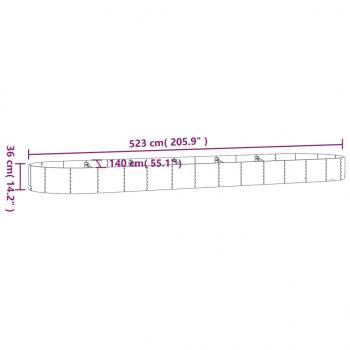 Hochbeet Pulverbeschichteter Stahl 523x140x36 cm Grau