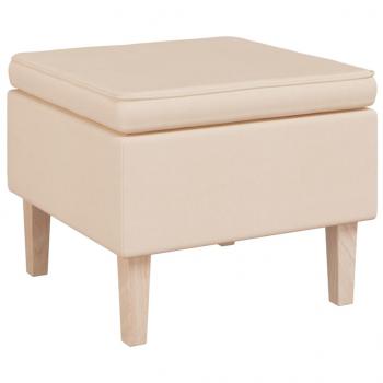 Hocker mit Holzbeinen Creme Stoff