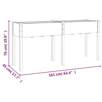 Pflanzkübel mit Einsatz Grau 161x45x76 cm Massivholz Tanne