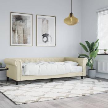 ARDEBO.de - Tagesbett mit Matratze Creme 90x200 cm Kunstleder