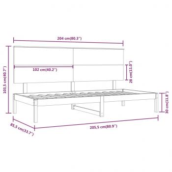 Tagesbett ohne Matratze Weiß 80x200 cm Massivholz Kiefer