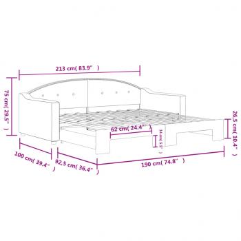 Tagesbett Ausziehbar Dunkelgrau 90x190 cm Stoff