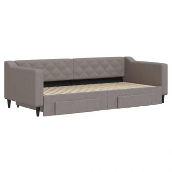 Tagesbett Ausziehbar mit Schubladen Taupe 90x200 cm Stoff