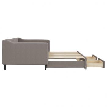 Tagesbett Ausziehbar mit Schubladen Taupe 90x200 cm Stoff