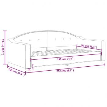 Tagesbett Dunkelgrau 90x190 cm Stoff