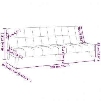 Schlafsofa 2-Sitzer Hellgrau Samt