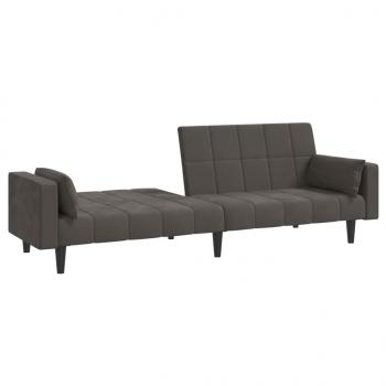 Schlafsofa 2-Sitzer mit 2 Kissen Dunkelgrau Samt