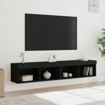 TV-Schränke mit LED-Leuchten 2 Stk. Schwarz 80x30x30 cm