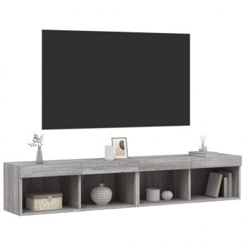 TV-Schränke mit LED-Leuchten 2 Stk. Grau Sonoma 80x30x30 cm