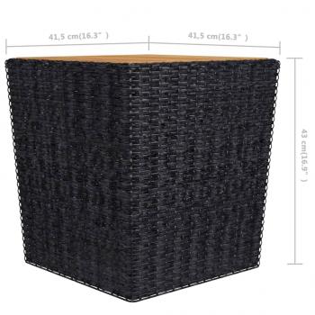 3-tlg. Bistro-Set Poly Rattan und Massivholz Schwarz