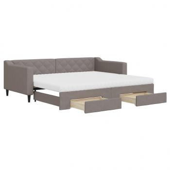 Tagesbett Ausziehbar mit Schubladen Taupe 90x200 cm Stoff