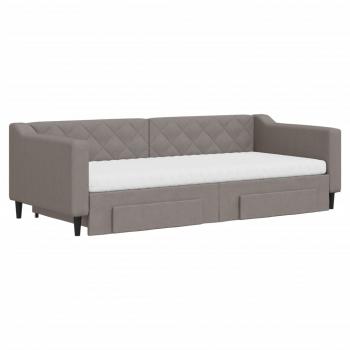 Tagesbett Ausziehbar mit Schubladen Taupe 90x200 cm Stoff