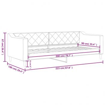 Tagesbett Taupe 90x200 cm Stoff