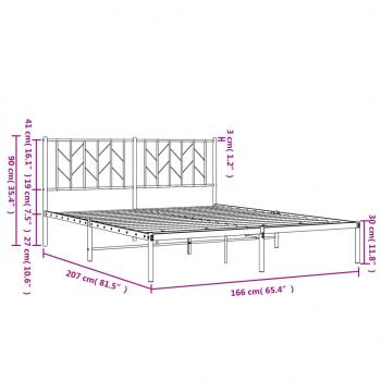 Bettgestell mit Kopfteil Metall Schwarz 160x200 cm