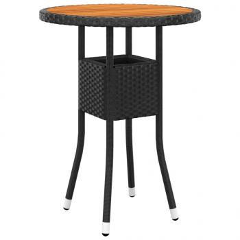 3-tlg. Bistro-Set Poly-Rattan und Massivholz Schwarz