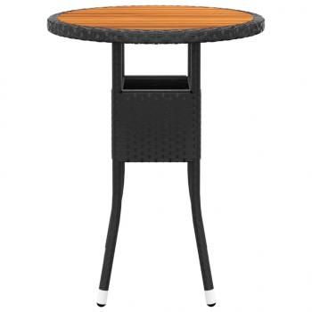 3-tlg. Bistro-Set Poly-Rattan und Massivholz Schwarz