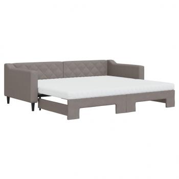 Tagesbett Ausziehbar mit Matratzen Taupe 90x200 cm Stoff