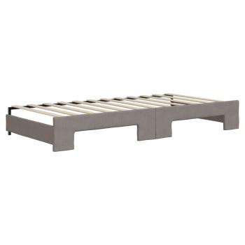 Tagesbett Ausziehbar mit Matratzen Taupe 90x200 cm Stoff