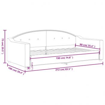 Tagesbett Schwarz 90x190 cm Stoff