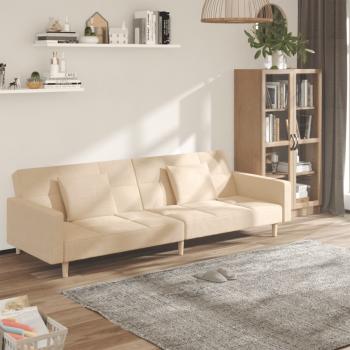 ARDEBO.de - Schlafsofa 2-Sitzer mit 2 Kissen Creme Stoff