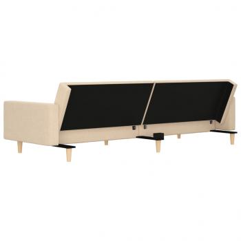 Schlafsofa 2-Sitzer mit 2 Kissen Creme Stoff