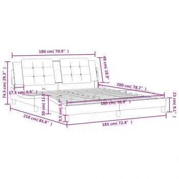 Bettgestell mit Kopfteil Cappuccino-Braun 180x200 cm Kunstleder