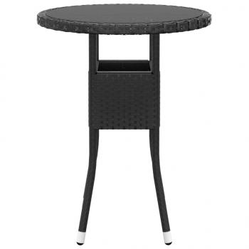 3-tlg. Bistro-Set Poly-Rattan und Hartglas Schwarz