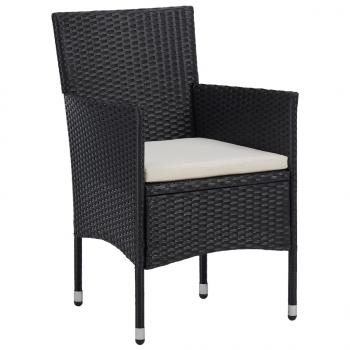 3-tlg. Bistro-Set Poly-Rattan und Massivholz Schwarz