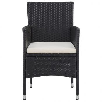 3-tlg. Bistro-Set Poly-Rattan und Massivholz Schwarz