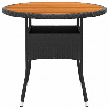 3-tlg. Bistro-Set Poly-Rattan und Massivholz Schwarz