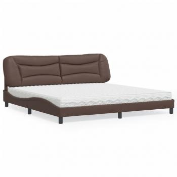 ARDEBO.de - Bett mit Matratze Braun 200x200 cm Kunstleder