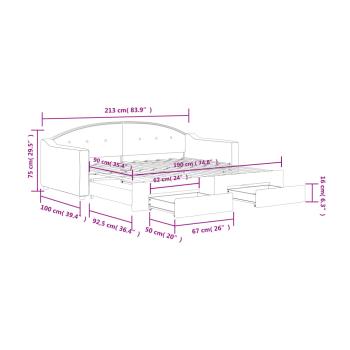 Tagesbett Ausziehbar mit Schubladen Dunkelgrau 90x190 cm Stoff