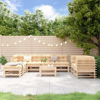 ARDEBO.de - 9-tlg. Garten-Lounge-Set Massivholz Kiefer