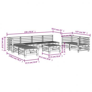 9-tlg. Garten-Lounge-Set Massivholz Kiefer