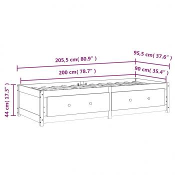 Tagesbett ohne Matratze 90x200 cm Massivholz Kiefer