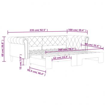 Tagesbett Ausziehbar Creme 90x200 cm Kunstleder