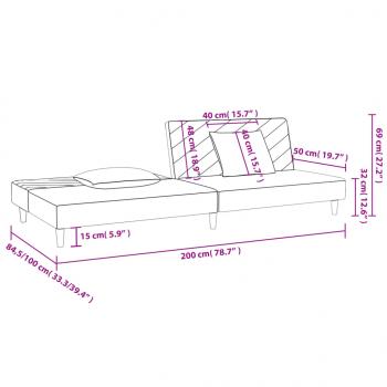 Schlafsofa 2-Sitzer mit 2 Kissen Gelb Samt