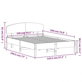 Massivholzbett ohne Matratze 140x190 cm Kiefernholz