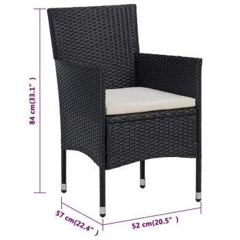 Garten-Essstühle 2 Stk. Poly Rattan Schwarz