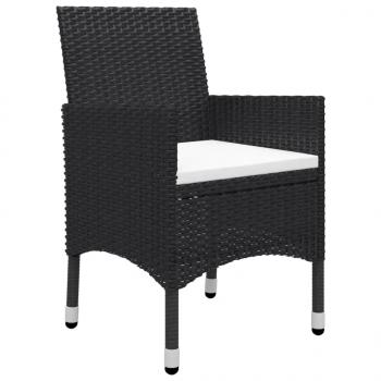 3-tlg. Bistro-Set Poly-Rattan und Hartglas Schwarz