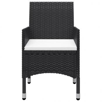 3-tlg. Bistro-Set Poly-Rattan und Hartglas Schwarz