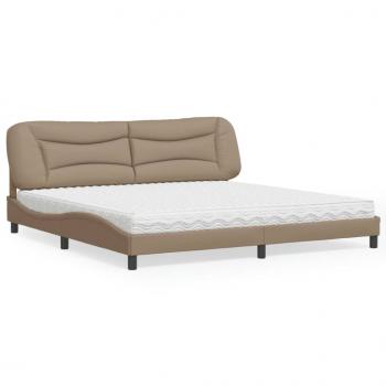 ARDEBO.de - Bett mit Matratze Cappuccino-Braun 200x200 cm Kunstleder