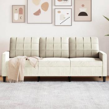 ARDEBO.de - 3-Sitzer-Sofa Creme 180 cm Samt