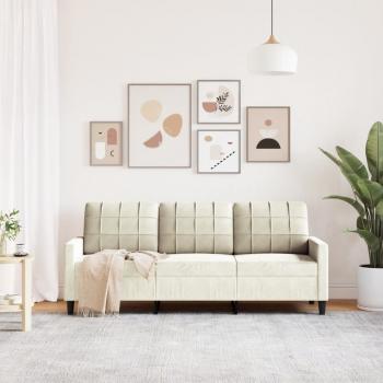 3-Sitzer-Sofa Creme 180 cm Samt