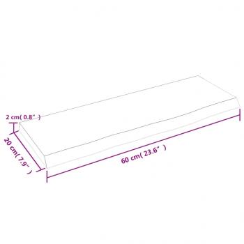 Wandregal Hellbraun 60x20x2 cm Massivholz Eiche Behandelt