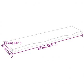 Wandregal Hellbraun 80x20x2 cm Massivholz Eiche Behandelt