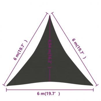 Sonnensegel 160 g/m² Anthrazit 6x6x6 m HDPE