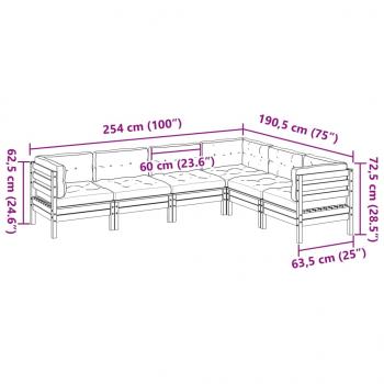 6-tlg. Garten-Sofagarnitur mit Kissen Kiefernholz Imprägniert